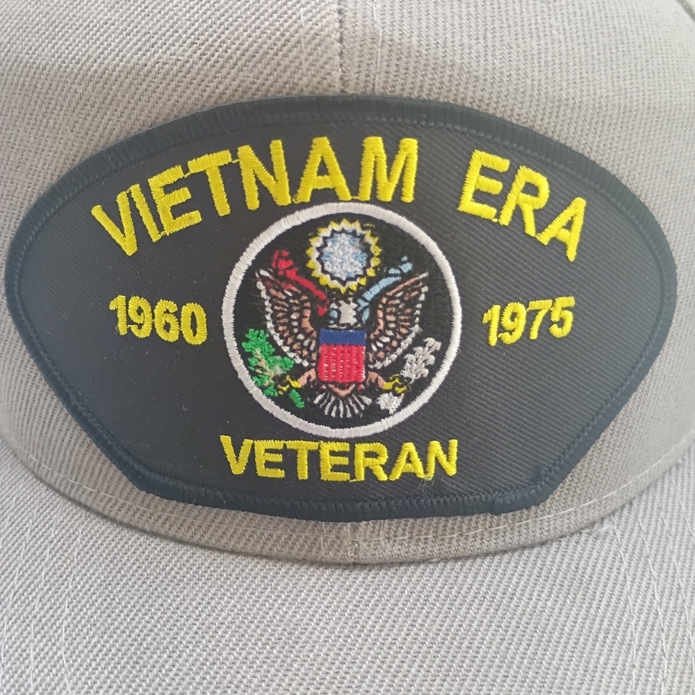 Gray Vietnam Era Veteran Patch Hat Cap Strap Back 1960 1975 - Picture 2 of 7
